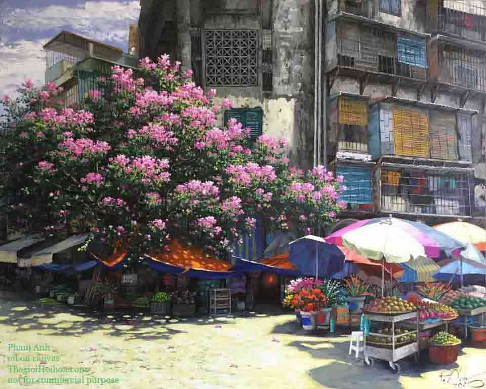 Nắng đầu xuân 2 - tranh phố cổ Hà Nội