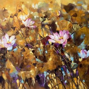 Tranh vẽ hoa sen "Ở cuối mùa hạ"