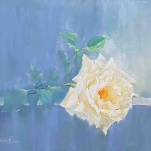 Tranh sơn dầu "Đóa hồng trắng"