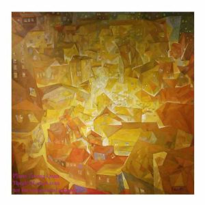 Tranh sơn mài "Nắng đi qua ngõ"