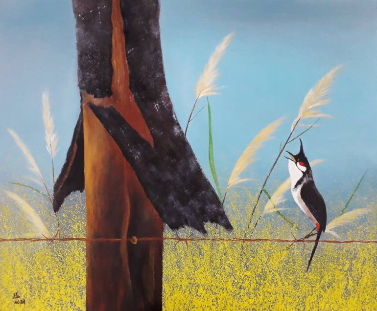 Tranh sơn dầu quê hương "Vỏ bọc"