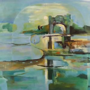 Tranh sơn dầu "Trăng vàng cố đô"