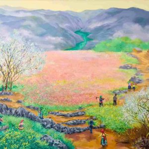 Tranh phong cảnh mùa xuân "Mùa hoa trên cao nguyên đá"