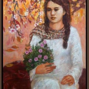 Tranh chân dung sơn dầu "Hoa trinh nữ"