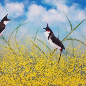 Tranh sơn dầu quê hương "Đối thoại"