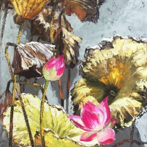 Tranh sơn dầu "Sen thu"