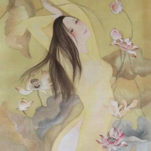 Tranh chân dung lụa "Mong manh"