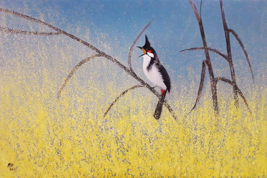 Tranh sơn dầu quê hương "Lẻ loi"