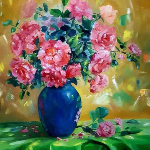 Tranh tĩnh vật hoa "Hồng cổ Sapa"