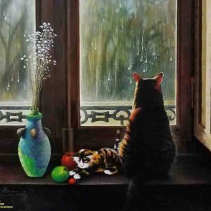 Tranh phong cảnh châu Âu "Bên cửa sổ 3"