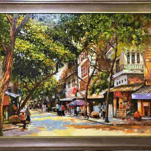 Tranh sơn dầu phố cổ "Nắng hạ"