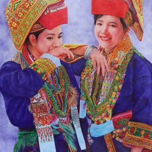 Tranh chân dung bút bi "Nắng xuân"