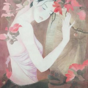 Tranh chân dung lụa "Lặng lẽ"