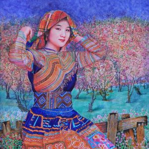 Tranh chân dung bút bi "Em Mỷ Chi"