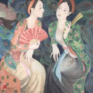 Tranh chân dung lụa "Ngẩn ngơ sầu"