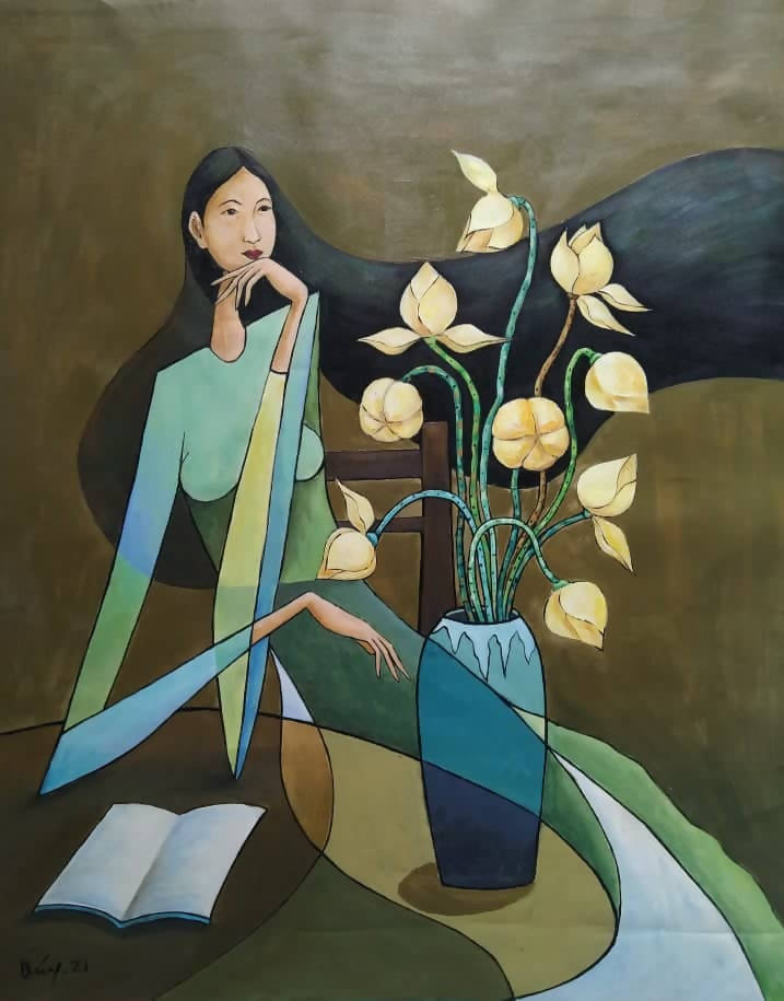 Tranh sơn dầu "Thiếu nữ"