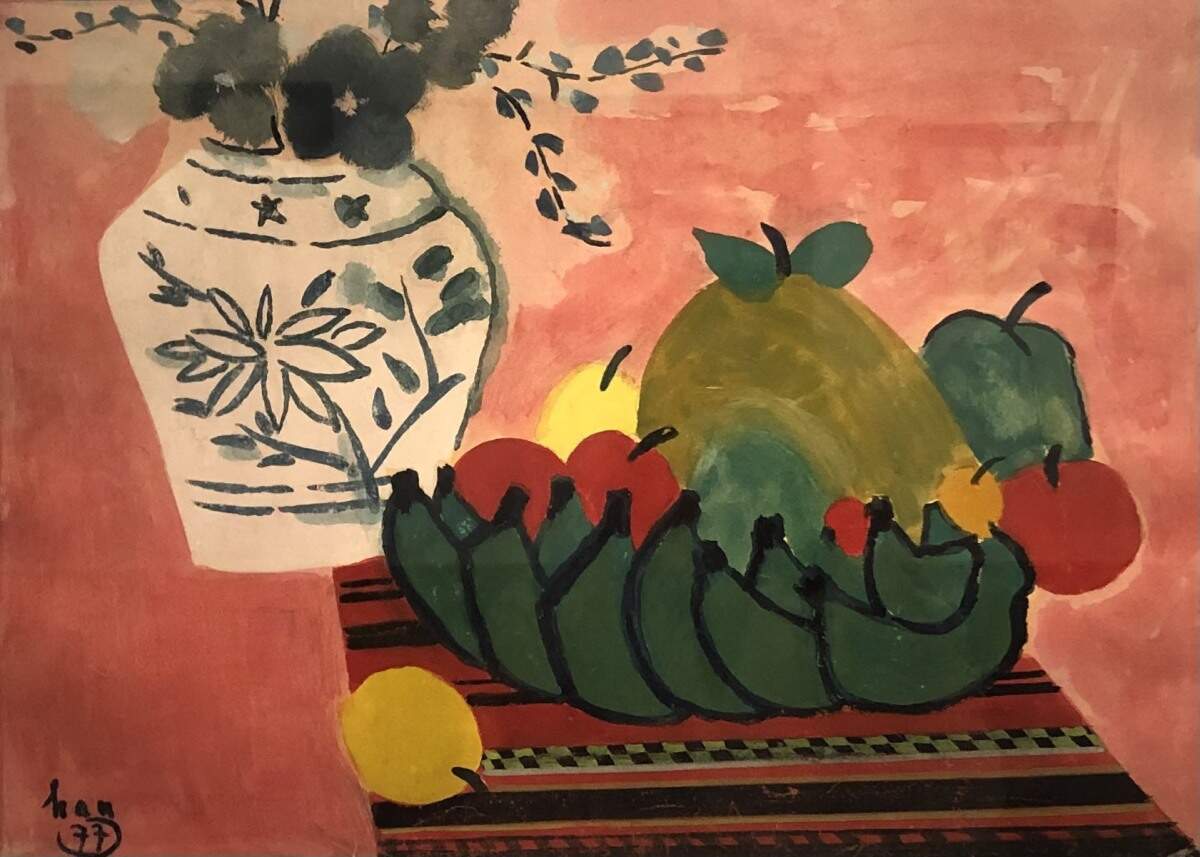 Tranh Hoa quả Tết của hoạ sĩ Trần Lưu Hậu, tĩnh vật mùa xuân