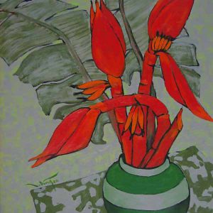 Tranh sơn dầu "Hoa chuối rừng 2"