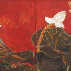 Tranh sơn mài "Sen trắng"