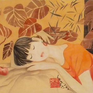 Tranh chân dung lụa "Mơ"