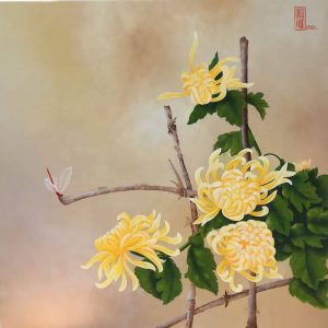 Tranh sơn dầu "Cúc vàng 2"