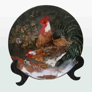 Tranh sơn mài "Gia đình gà"