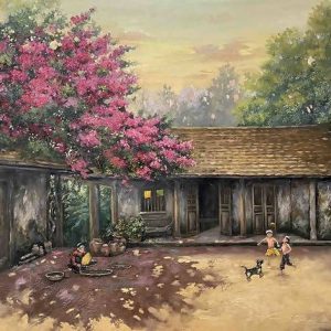 Tranh sơn dầu quê hương "Bóng xưa"