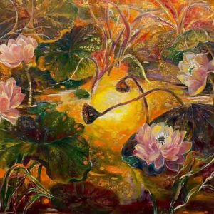 Tranh sơn dầu nghệ thuật "Trăng xưa"