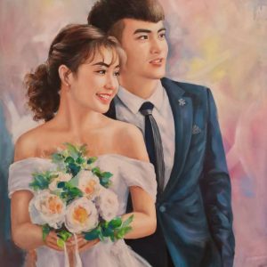 Vẽ tranh chân dung sơn dầu từ hình chụp kích thước 41x51cm