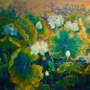 Tranh sơn mài "Sen tháng 5"