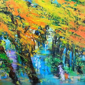 Tranh sơn dầu trừu tượng "Thu rừng"