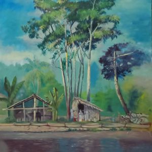 Tranh sơn dầu "Nhà hàng xóm"