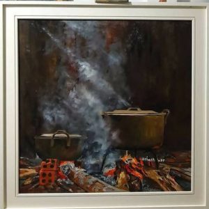 Tranh bếp lửa "Khói lam chiều"