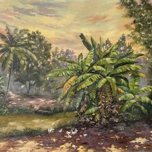 Tranh sơn dầu quê hương "Chiều quê"
