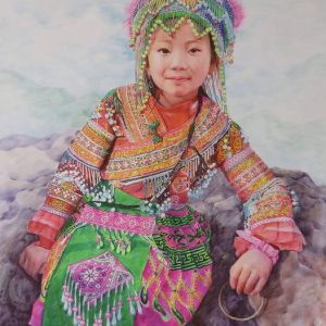Tranh chân dung bút bi "Hoa đá"