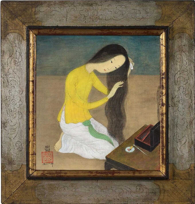 Tác phẩm "Chải đầu" của hoạ sĩ Mai Trung Thứ