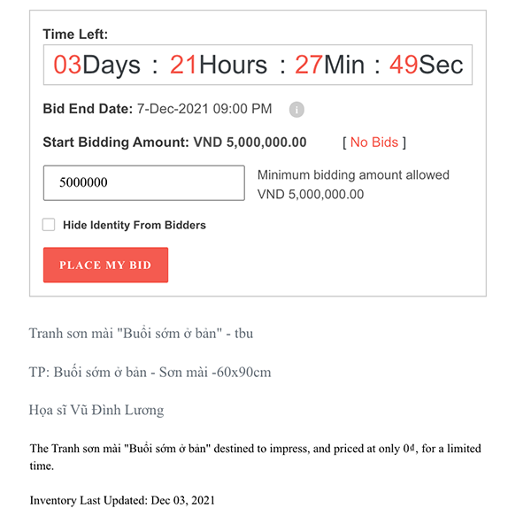 Nhập mức đấu giá mà bạn mong muốn