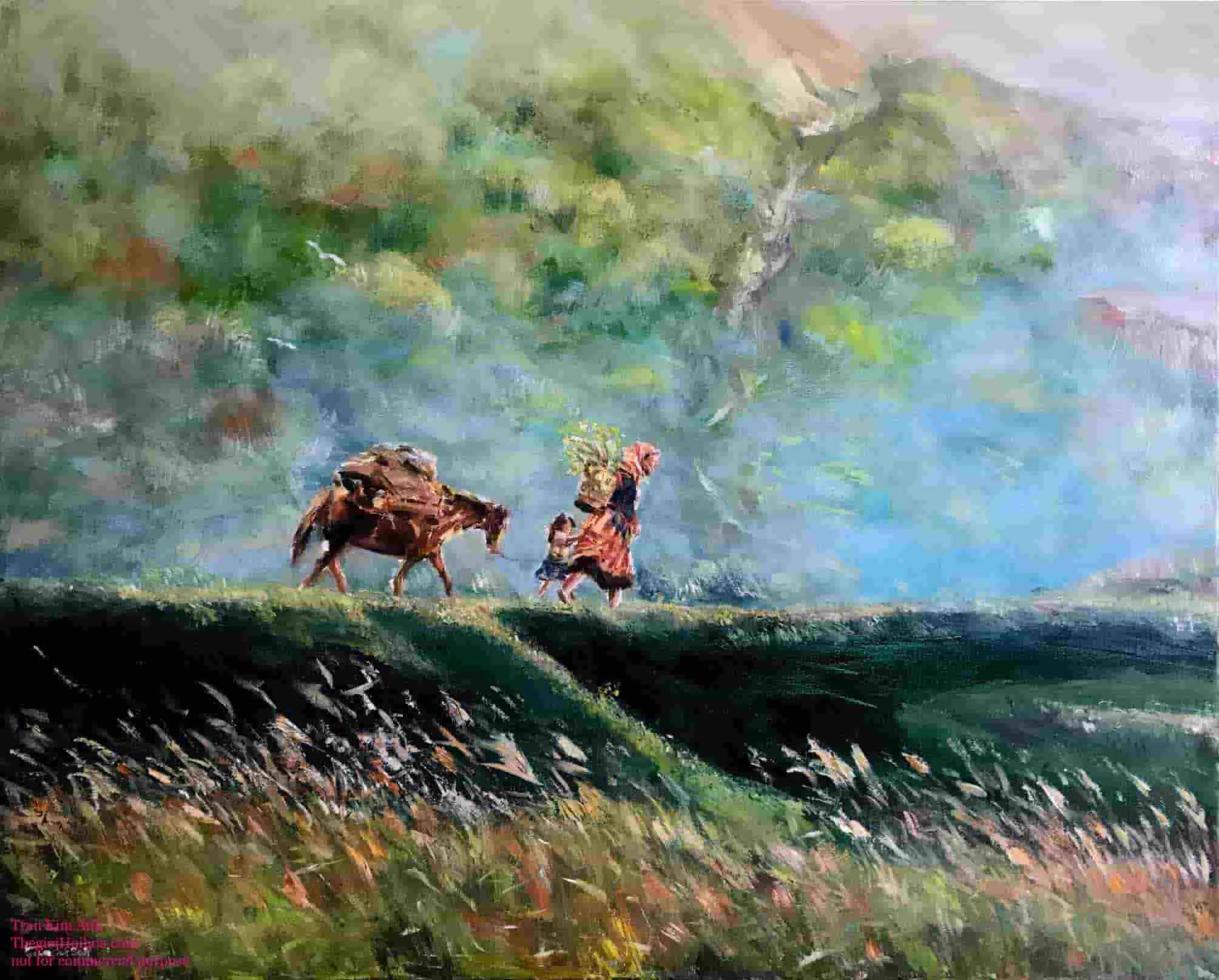 Tranh sơn dầu quê hương "Đường về 3"