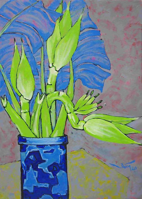 Tranh sơn dầu "Hoa chuối rừng 3"