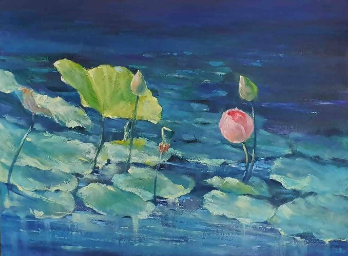 Tranh sơn dầu "Giữa hai mùa mưa nắng"