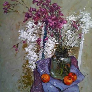 Tranh tĩnh vật "Sao tím và bi"