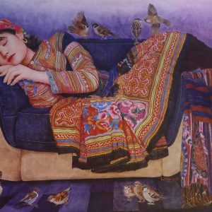 Tranh chân dung bút bi "Giấc mơ trưa"