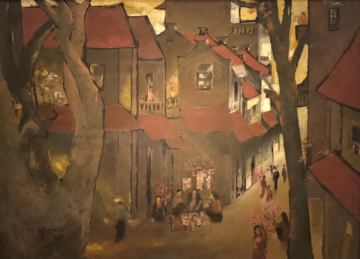 Tranh Hà Nội đón xuân của hoạ sĩ Nguyễn Ngọc Tuấn