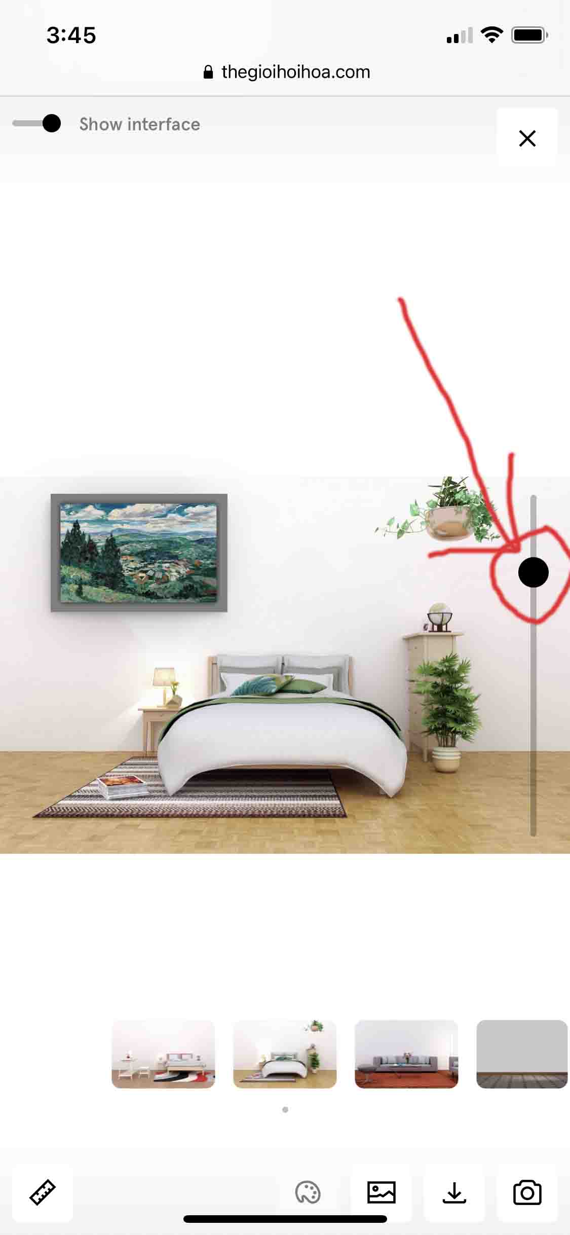 Tùy chỉnh kích thước tranh so với vật dụng trong phòng và di chuyển tranh