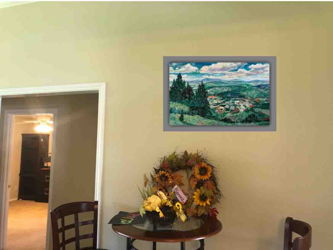 Tranh đã được treo trên hình nền và được lưu về máy