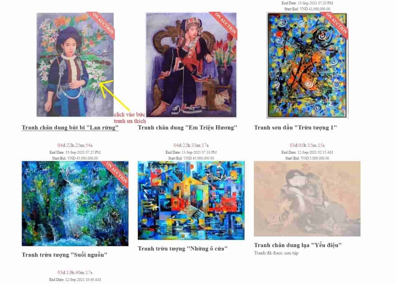 Click vào bức tranh yêu thích