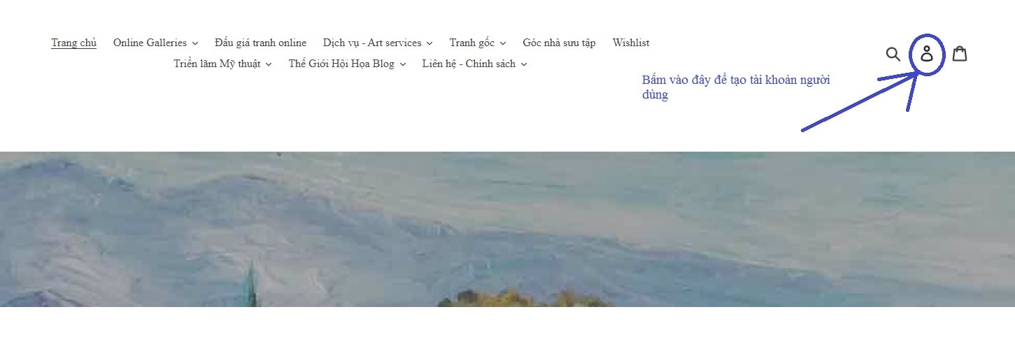 Click vào biểu tượng tài khoản người dùng góc phải màn hình