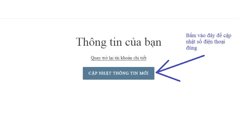 Bấm vào mục cập nhật thông tin - 2