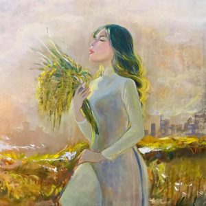Tranh chân dung nghệ thuật "Hương lúa tình em"