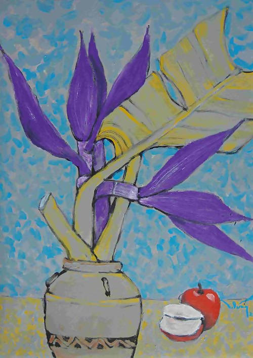 Tranh sơn dầu "Hoa chuối rừng 7"